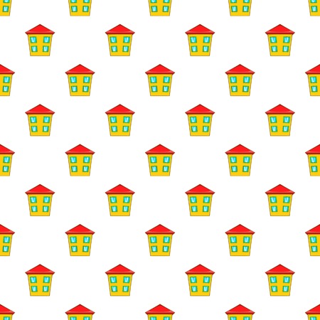 Two storey house pattern. Cartoon illustration of two storey house vector pattern for webのイラスト素材