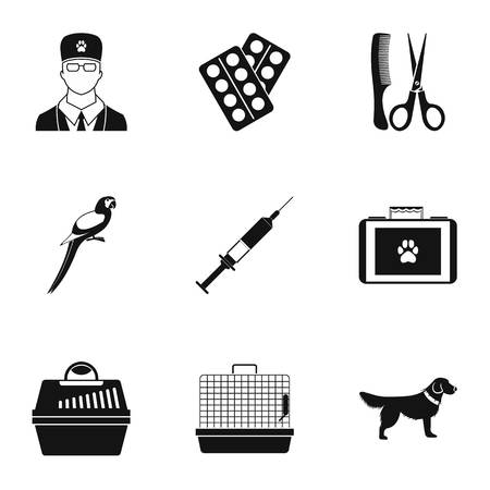 Veterinary things icons set. Simple illustration of 9 veterinary things icons for webのイラスト素材