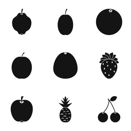 Fresh fruit icons set. Simple illustration of 9 fresh fruit vector icons for webのイラスト素材