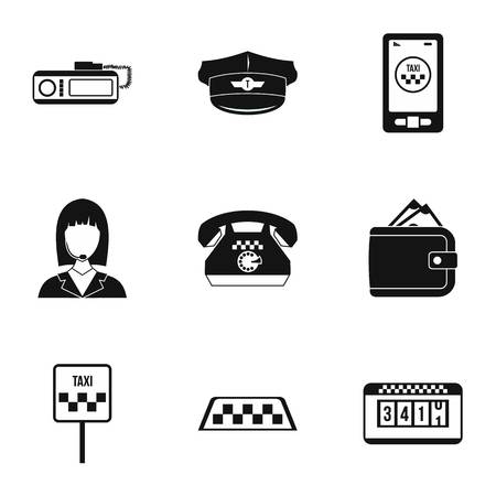 Taxi custom icons set. Simple illustration of 9 taxi custom vector icons for webのイラスト素材