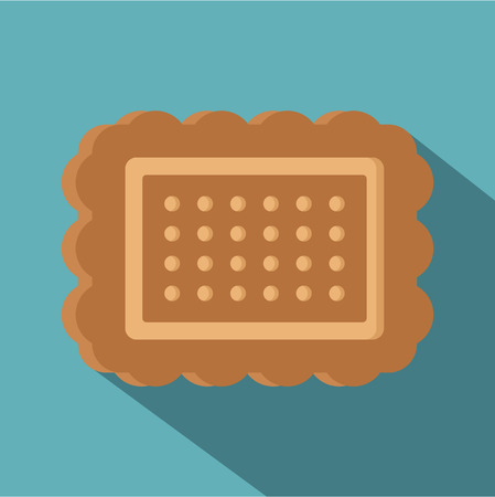 Brown cookie icon. Flat illustration of cookie vector icon for web isolated on baby blue backgroundのイラスト素材