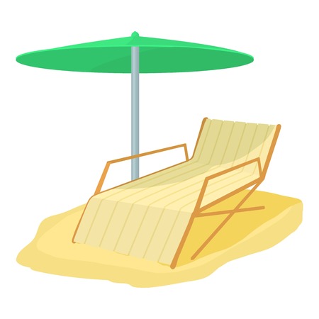Deck chair icon. Cartoon illustration of deck chair vector icon for webのイラスト素材
