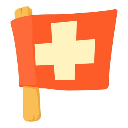 Switzerland flag icon. Cartoon illustration of switzerland flag vector icon for webのイラスト素材