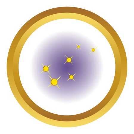 The North Star vector icon in golden circle, cartoon style isolated on white backgroundのイラスト素材