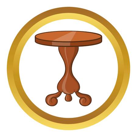 Round table vector icon in golden circle, cartoon style isolated on white backgroundのイラスト素材