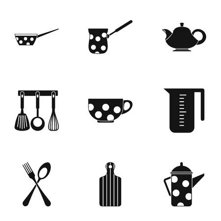 Kitchen utensils icons set. Simple illustration of 9 kitchen utensils vector icons for webのイラスト素材