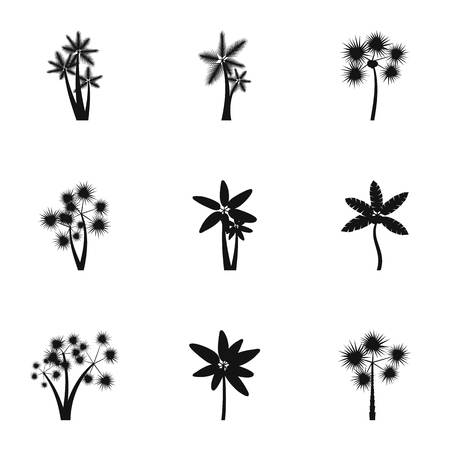 Tree palm icons set. Simple illustration of 9 tree palm vector icons for webのイラスト素材
