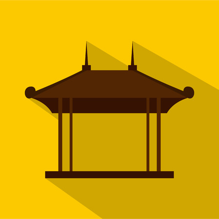 Wooden pavilion icon. Flat illustration of wooden pavilion vector icon for web isolated on yellow backgroundのイラスト素材
