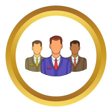 Avatars men vector icon in golden circle, cartoon style isolated on white backgroundのイラスト素材