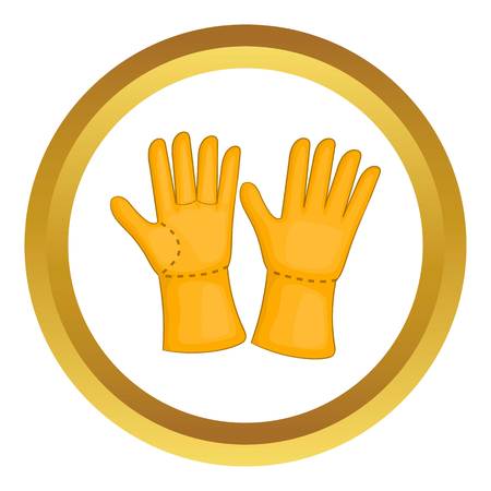 Rubber gloves vector icon in golden circle, cartoon style isolated on white backgroundのイラスト素材