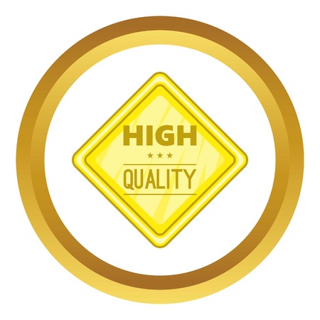High quality label vector icon in golden circle, cartoon style isolated on white backgroundのイラスト素材