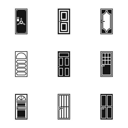 Types of doors icons set. Simple illustration of 9 types of doors vector icons for webのイラスト素材