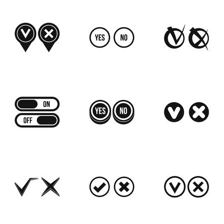 Cross and tick icons set. Simple illustration of 9 cross and tick vector icons for webのイラスト素材