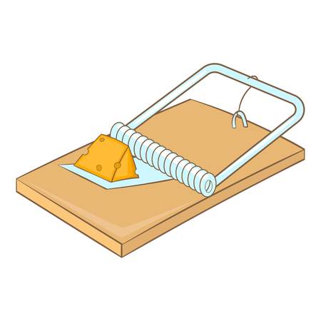 Mousetrap icon. Cartoon illustration of mousetrap vector icon for webのイラスト素材