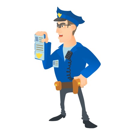 Policeman with order icon. Cartoon illustration of policeman with order vector icon for webのイラスト素材