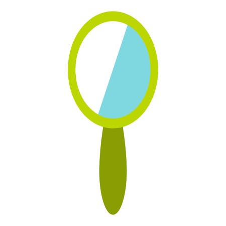 Green hand mirror icon. Flat illustration of hand mirror vector icon for web designのイラスト素材