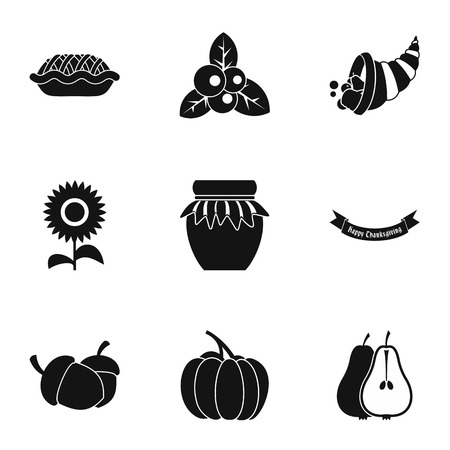 Thanksgiving day icons set. Simple illustration of 9 thanksgiving day vector icons for webのイラスト素材