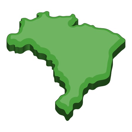 Green map of Brazil icon. Cartoon illustration of map of Brazil vector icon for webのイラスト素材