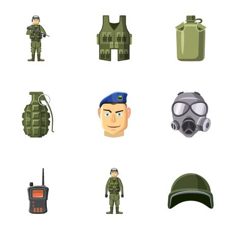 Military weapons icons set. Cartoon illustration of 9 military weapons vector icons for webのイラスト素材
