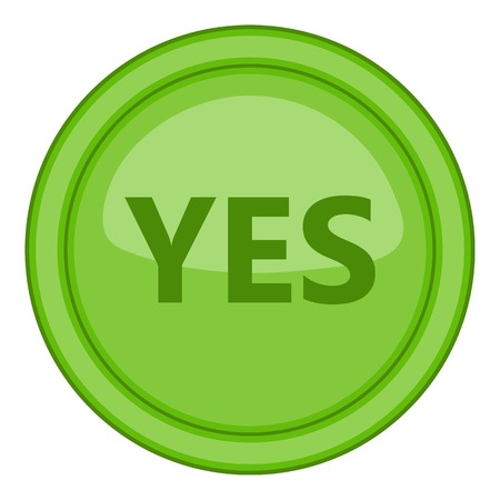 Yes green circle button icon. Cartoon illustration of yes green circle button vector icon for webのイラスト素材
