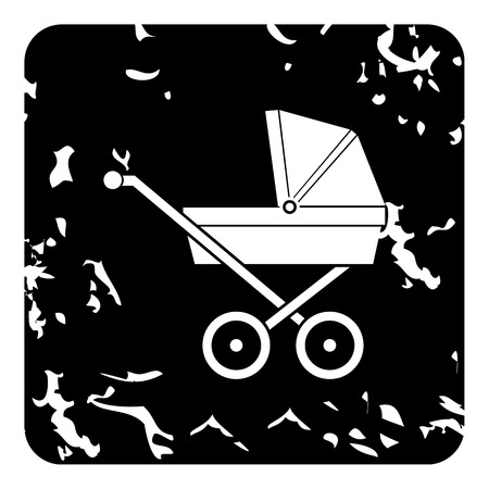 Children stroller icon. Grunge illustration of children stroller vector icon for webのイラスト素材
