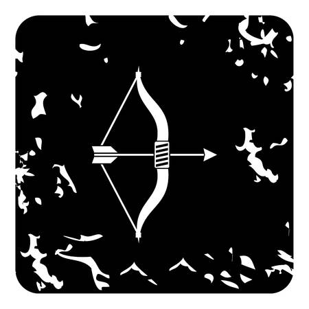 Bow and arrow icon. Grunge illustration of bow and arrow vector icon for webのイラスト素材