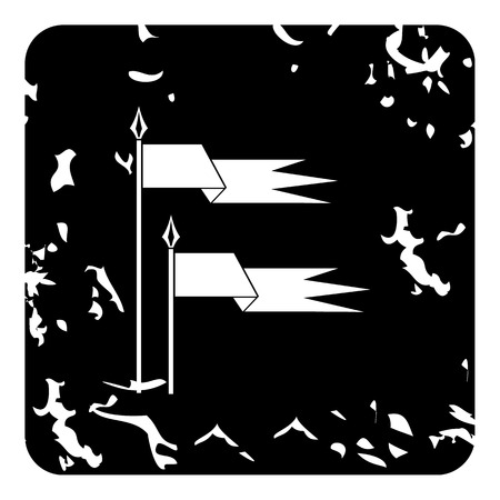 Medieval knight flags icon. Grunge illustration of medieval knight flags vector icon for webのイラスト素材