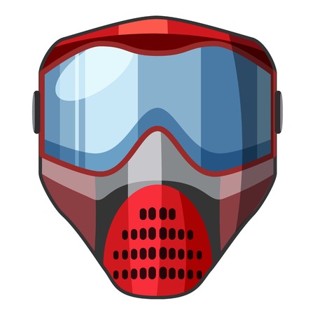 Red mask for paintball icon. Cartoon illustration of red mask for paintball vector icon for webのイラスト素材