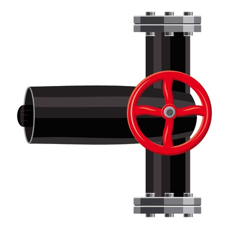 Pipe with valves icon. Cartoon illustration of pipe with valves vector icon for webのイラスト素材