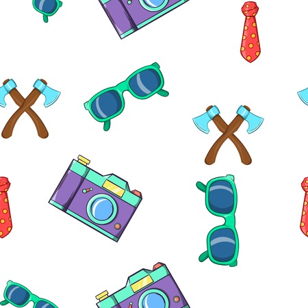 Subculture hipster pattern. Cartoon illustration of subculture hipster vector pattern for webのイラスト素材