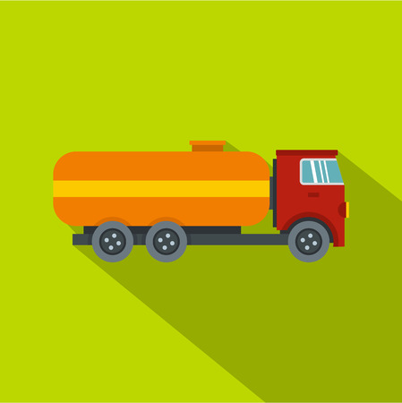 Tanker truck icon. Flat illustration of tanker truck vector icon for web isolated on lime backgroundのイラスト素材
