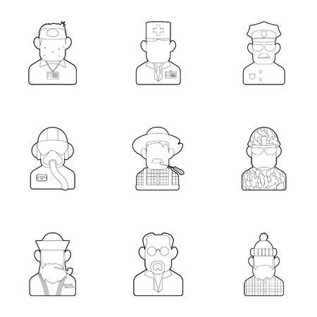 Workers icons set. Outline illustration of 9 workers vector icons for webのイラスト素材