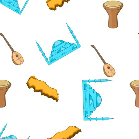 Tourism in Turkey pattern. Cartoon illustration of tourism in Turkey vector pattern for web designのイラスト素材