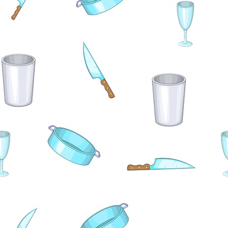 Kitchenware pattern. Cartoon illustration of kitchenware vector pattern for web designのイラスト素材