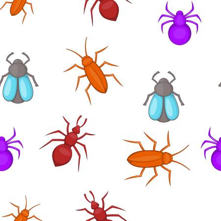 Bugs pattern. Cartoon illustration of insects vector pattern for web designのイラスト素材