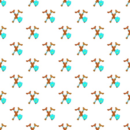 Crossed crutches and sky blue shield pattern. Cartoon illustration of crossed crutches and shield vector pattern for webのイラスト素材