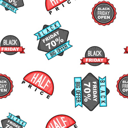 Black Friday sale tags pattern. Cartoon illustration of Black Friday sale tags vector pattern for webのイラスト素材