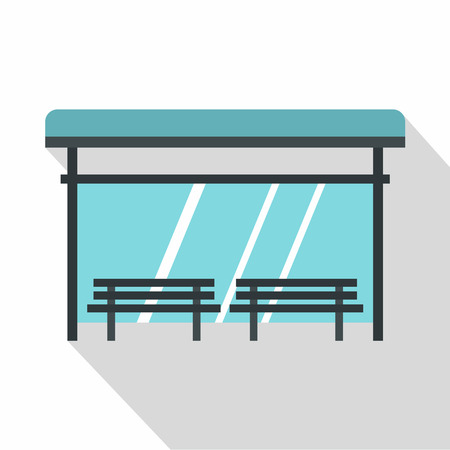 Bus stop icon. Flat illustration of bus stop vector icon for webのイラスト素材