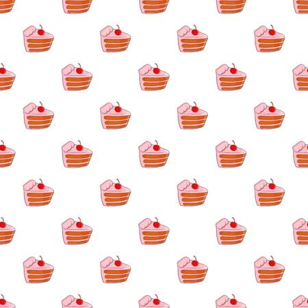 Cake with cherries pattern. Cartoon illustration of cake with cherries vector pattern for webのイラスト素材