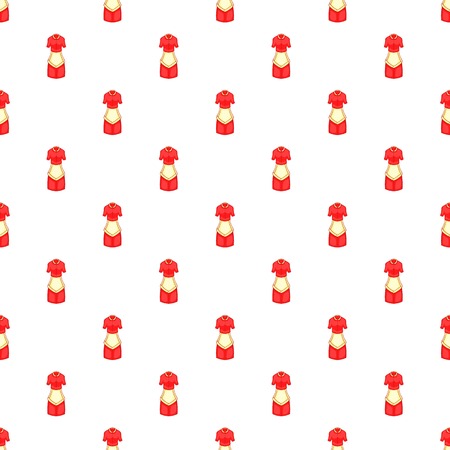 Red housewife dress with apron pattern. Cartoon illustration of red housewife dress with apron vector pattern for webのイラスト素材