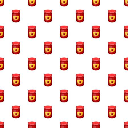 Jar of strawberry jam pattern. Cartoon illustration of jar of strawberry jam vector pattern for webのイラスト素材