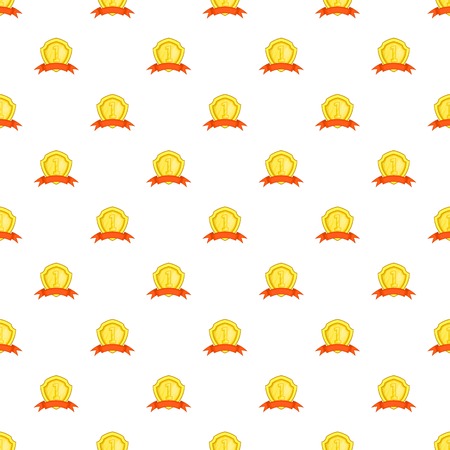 Golden shield for first place pattern. Cartoon illustration of golden shield for first place vector pattern for webのイラスト素材
