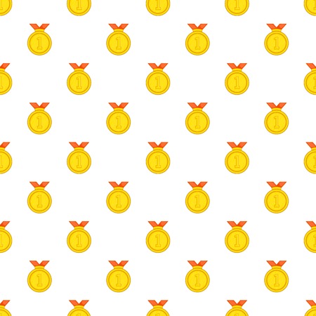 Medal with ribbon pattern. Cartoon illustration of medal with ribbon vector pattern for webのイラスト素材