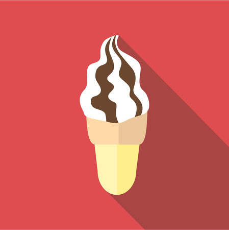 Waffle cone ice cream icon. Flat illustration of waffle cone ice cream vector icon for webのイラスト素材