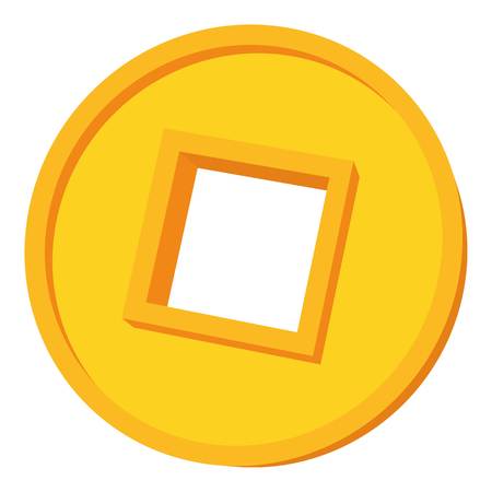 Happy coin icon. Cartoon illustration of happy coin vector icon for webのイラスト素材