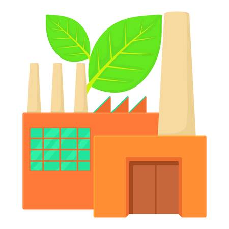 Eco factory icon. Cartoon illustration of eco factory vector icon for webのイラスト素材