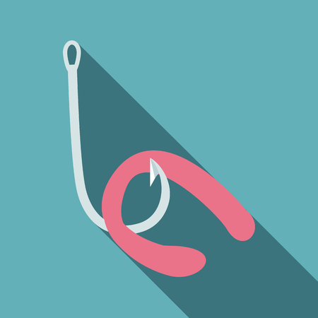 Worm on hook icon. Flat illustration of worm on hook vector icon for webのイラスト素材