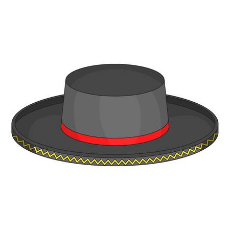 Black man fedora hat icon, cartoon styleのイラスト素材