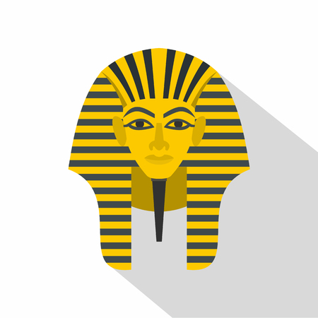 Egyptian golden pharaohs mask icon, flat styleのイラスト素材