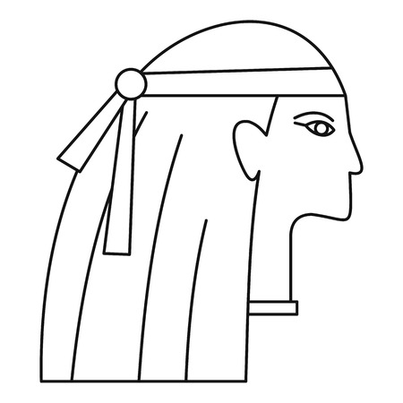 Egyptian style woman icon, outline styleのイラスト素材